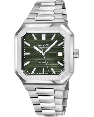 Gevril Grand Concourse Swiss Automatic Sa100 Cotes De Geneve And Perlage Finishing, Dial, 316L Stainless Steel Watch - Grey