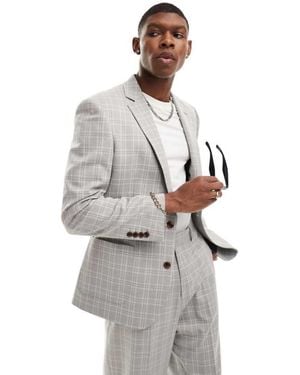 ASOS Relaxed Tonal Check Suit Jacket - White
