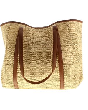 Wynsors Large Tote Bag Lounge Press Stud Fastening Natural Textile - Metallic