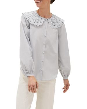 Phase Eight Amelia Oversized Embroidered Collar Blouse - Grey