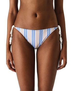 Penti Irene Striped Mid-Waist Bikini Bottom - Brown