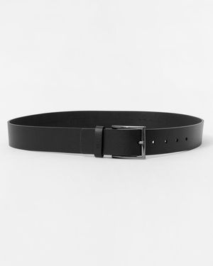 HUGO Giaspo Grained-Leather Belt With Logo-Stamped Keeper - Black