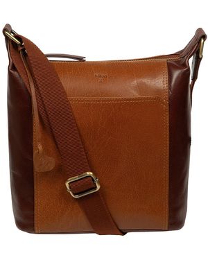 NiNa Amora 'Tiziana' Conker & Dark Leather Shoulder Bag - Brown
