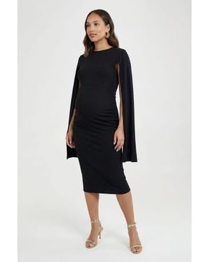 Boohoo Maternity Cape Sleeve Midi Bodycon Dress - Black
