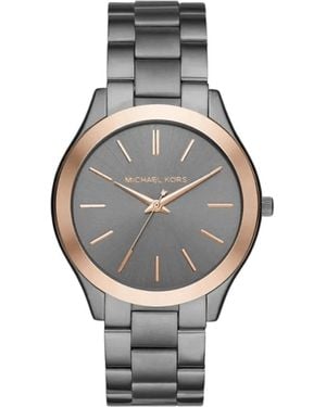 Michael Kors Mk8576 Slim Runway 44Mm Gunmetal Watch - Grey