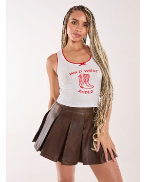 Pink Vanilla Wild West Lace Detail Vest - White