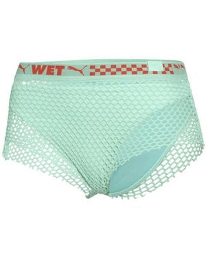 PUMA X Rihanna Fenty Mesh-Trimmed Bikini Bottoms Textile - Green