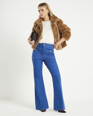 River Island Flared Jeans Petite Relaxed Cotton - Blue