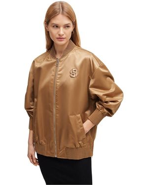 BOSS Short Bomber Oversize Jacket - Brown