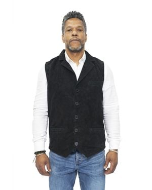 Infinity Leather Classic Smooth Goat Suede Waistcoat-Exeter - Black