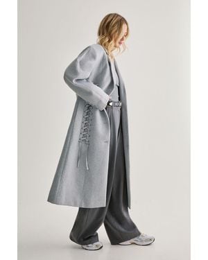 Nasty Gal Premium Corseted Detail Maxi Coat - Grey