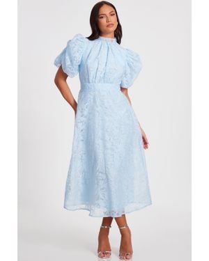 Quiz Chiffon Diamante Midi Dress - Blue