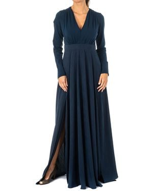 La Martina Womenss Long Sleeve V-Neck Dress Kwd005 - Blue