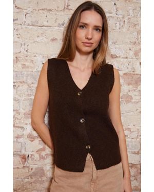 Threadbare Knitted Waistcoat - Brown