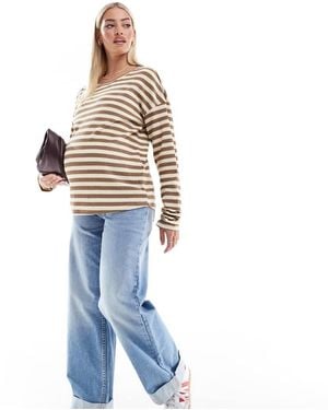 Mama.licious Maternity Long Sleeve Breton Stripe T-Shirt - Blue