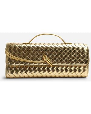 Where's That From Wheres Petal Envelope Style Woven Clutch Bag - Metallic