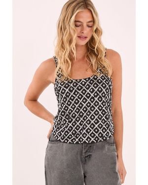 Nasty Gal Embellished Grid Scoop Vest - Black