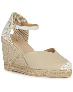 Geox D Gelsa Textile Light Sand Sandals - Metallic
