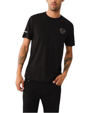 TRUE RELIGION T Shirts Budda Arch Back Logo Summer Crew Neck Tee - Black