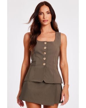 Quiz Asymmetric Wrap Skort - Brown
