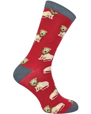 Mr Heron 1 Pack Novaal Dierenpatroon Bamboosokken - Rood