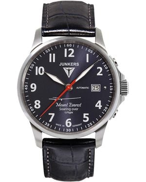 Junkers Original 6864-3 Automatic Watch Classic Bauhaus Design Minimalist Dial With Date Display Sapphire Crystal - Black