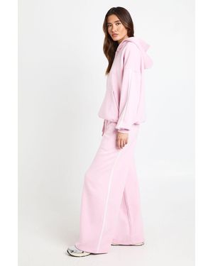 Boohoo Side Stripe Hooded Straight Leg Tracksuit - Pink