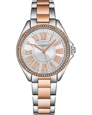 Stuhrling The Dynasty 4025 Japanese Quartz Crystal Bezel 40Mm Watch - White