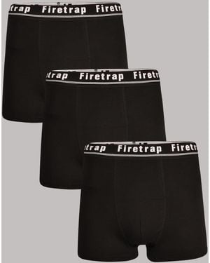Firetrap 3 Pack Cotton Stretch Boxers With Logo Waistband - Black