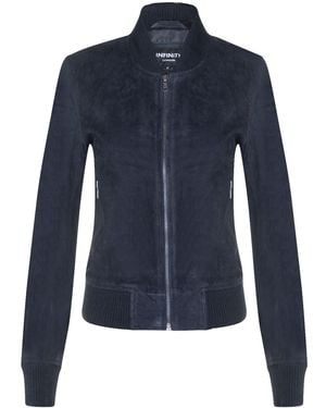 Infinity Leather Classic Ma-1 Suede Bomber Jacket-Newbury - Blue