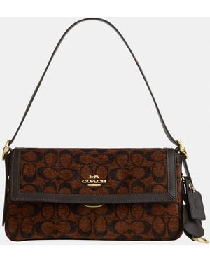 COACH Etta Small Flap Shoulder Bag - Brown
