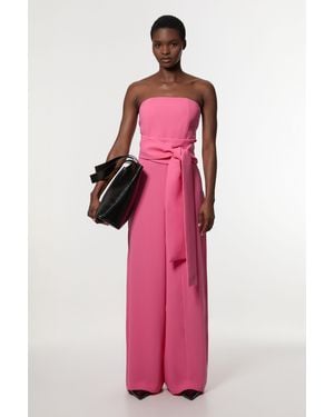 Karen Millen Soft Tailored Colourblock Bandeau Jumpsuit - Pink