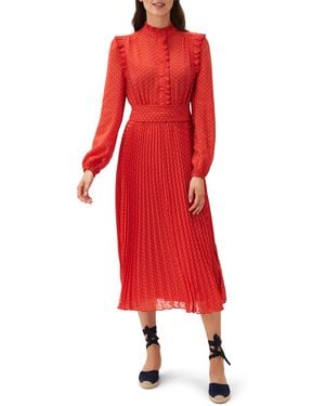 Phase Eight Annie Dobbie Pleat Dress - Red