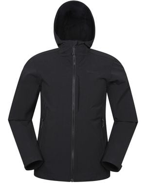 Mountain Warehouse 'Retreat' Packable Softshell Jacket Water Resistant Coat Polyamide - Black