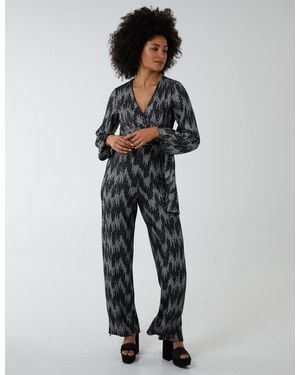 Blue Vanilla Wrap Tie Jumpsuit - Grey