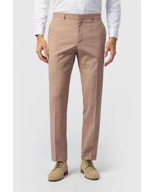 Ted Baker Flat Fronted Slim Fit Suit Trousers - Natural