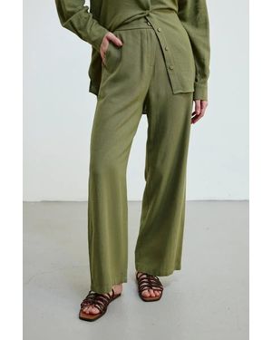 GUSTO Wide-Leg Linen Trousers - Green