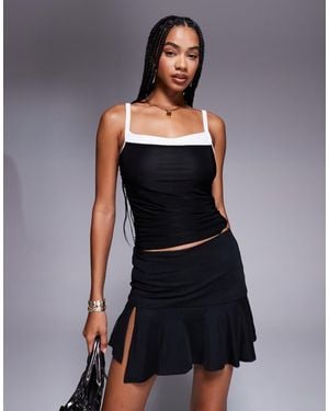 Missy Empire Slinky Sweetheart Neckline Top - Black