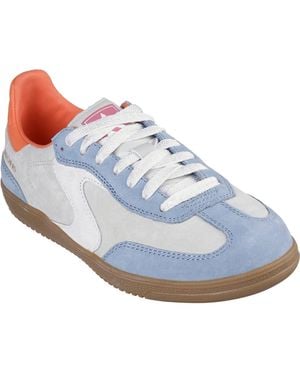 Skechers Hotshot For The Win Leather Light/Multi Trainers - Blue