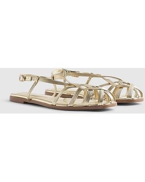 River Island Sandals Caged Flat Open Toe Backless Pu - Blue