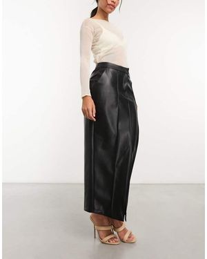 Closet Split Pu Maxi Skirt - Black