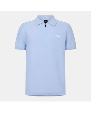 BOSS Collared Neck Short Sleeve Polo Sweatshirt - Blue