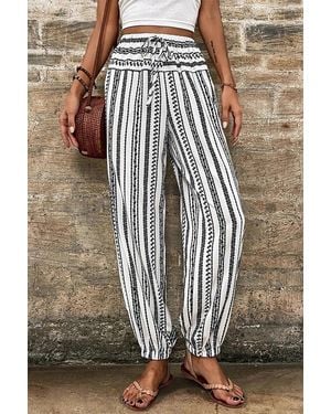 Azura Exchange Wijde Pantalon Zwart Witte Strepen - Bruin