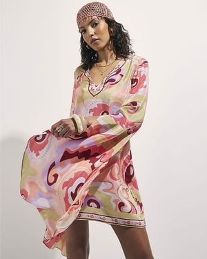 River Island Mini Tunic Dress Swirl Terry De Havilland Viscose - Orange