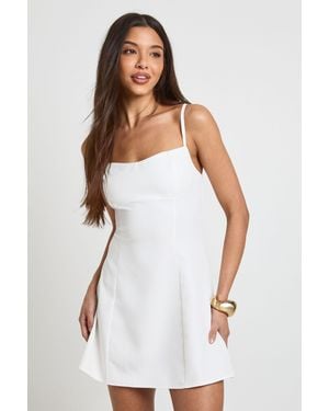 Boohoo Tailored Underbust Seam Detail Shift Dress - White