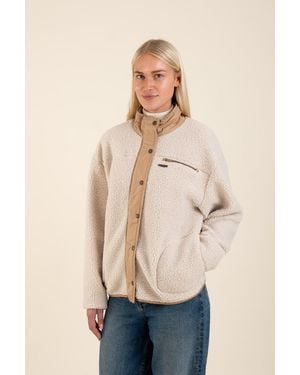 Harvey & Jones Light Borg Fleece Funnel Neck Jacket - Natural
