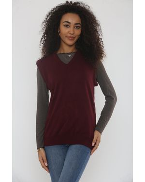 Femme Luxe V Neck Sleeveless Knitted Vest - Purple