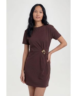 Boohoo Trim Detail T-Shirt Dress - Purple