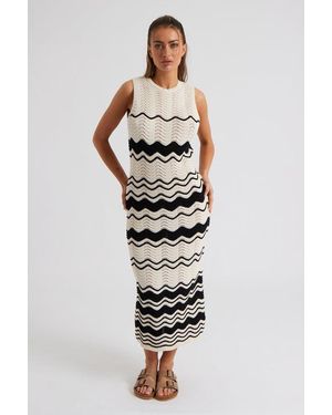 Urban Bliss Zig Zag Pointelle Midaxi Dress - White