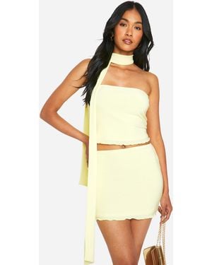 Boohoo Lettuce Hem Mini Skirt - Yellow